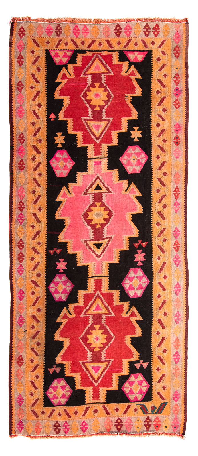Biegacz Dywan Kelim - Stary - 330 x 150 cm - wielokolorowy