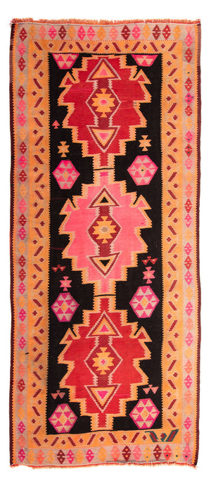 Biegacz Dywan Kelim - Stary - 330 x 150 cm - wielokolorowy