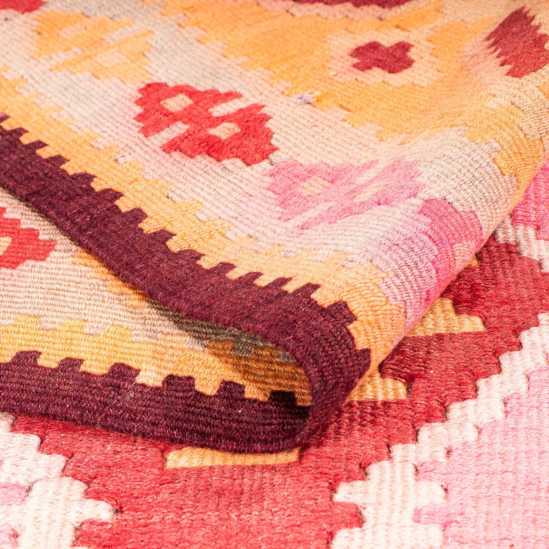 Biegacz Dywan Kelim - Stary - 330 x 150 cm - wielokolorowy