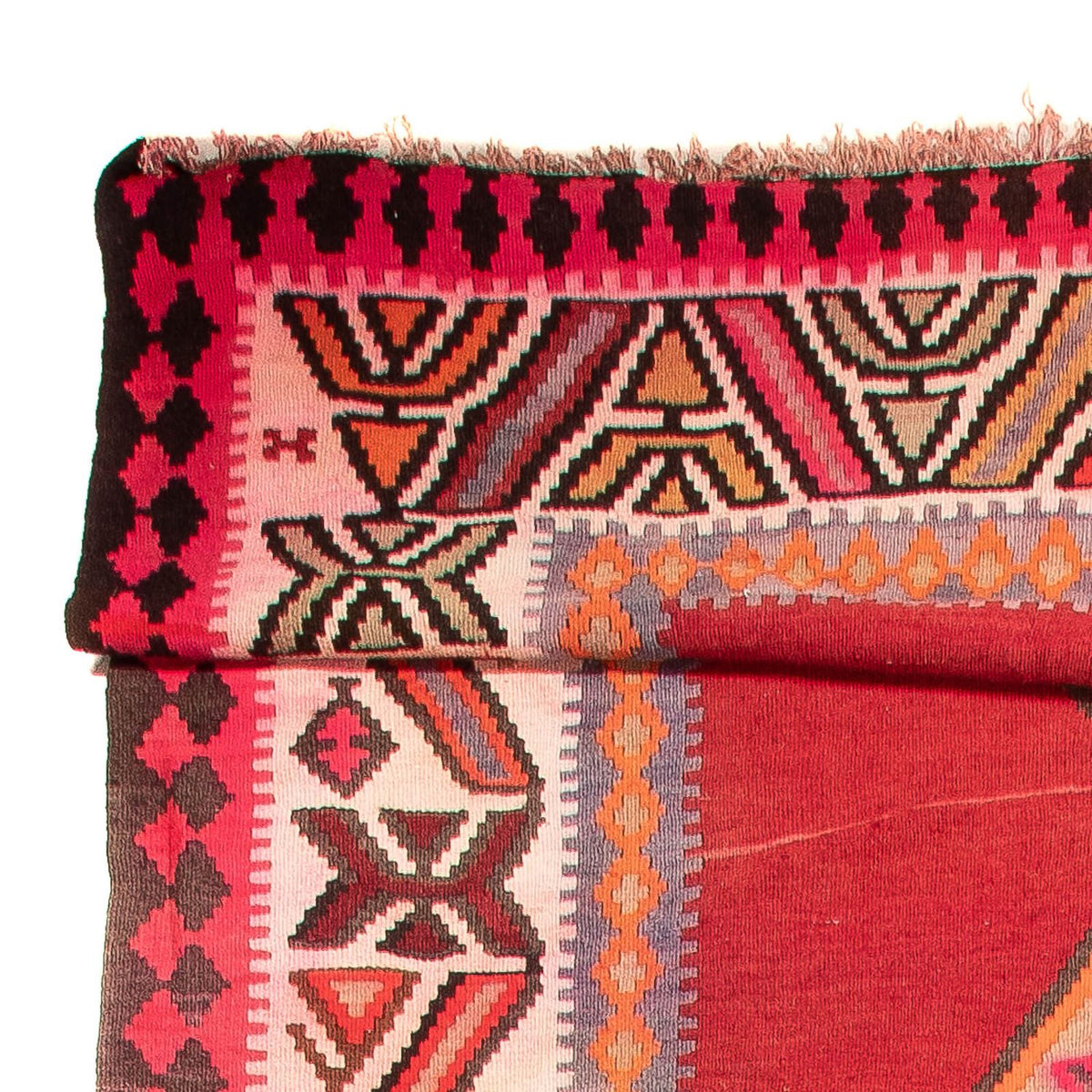 Biegacz Dywan Kelim - Stary - 490 x 190 cm - czerwony