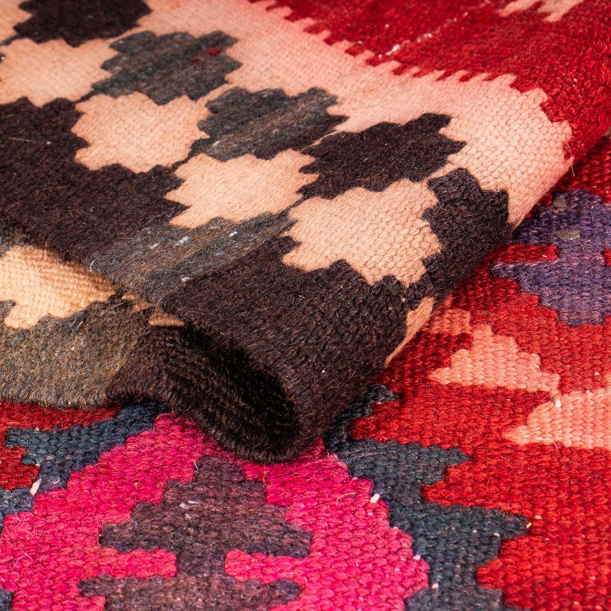 Biegacz Dywan Kelim - Stary - 350 x 150 cm - wielokolorowy