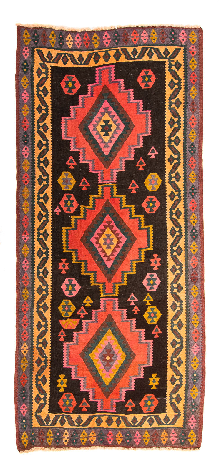 Biegacz Dywan Kelim - Stary - 300 x 150 cm - wielokolorowy