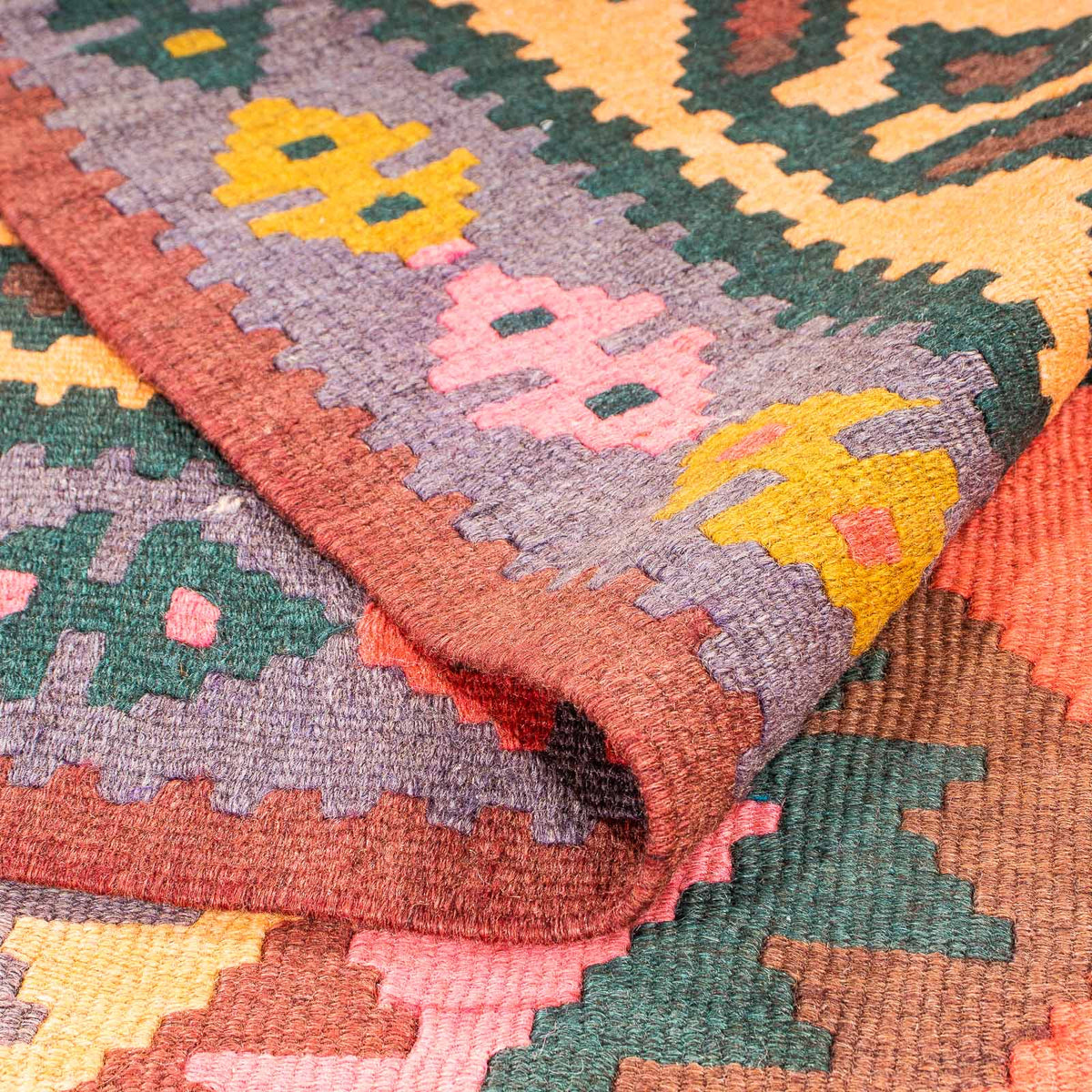 Biegacz Dywan Kelim - Stary - 300 x 150 cm - wielokolorowy