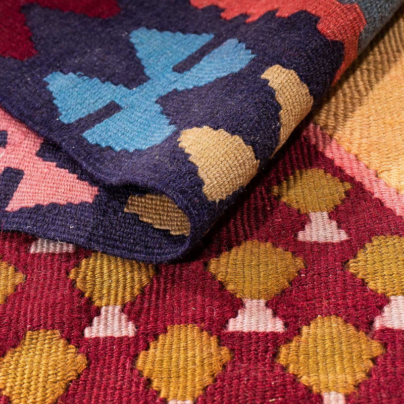 Biegacz Dywan Kelim - Stary - 280 x 140 cm - wielokolorowy