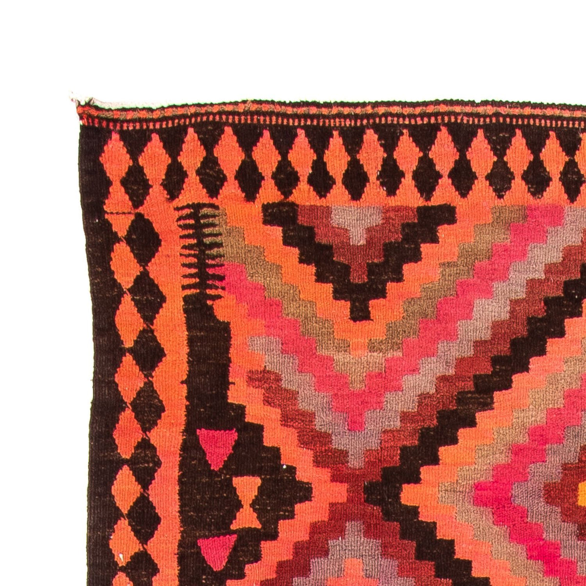 Biegacz Dywan Kelim - Stary - 370 x 140 cm - wielokolorowy