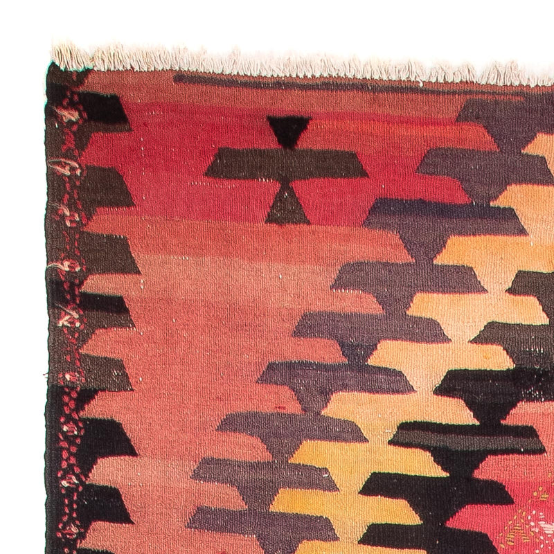 Biegacz Dywan Kelim - Stary - 405 x 150 cm - jasna czerwień