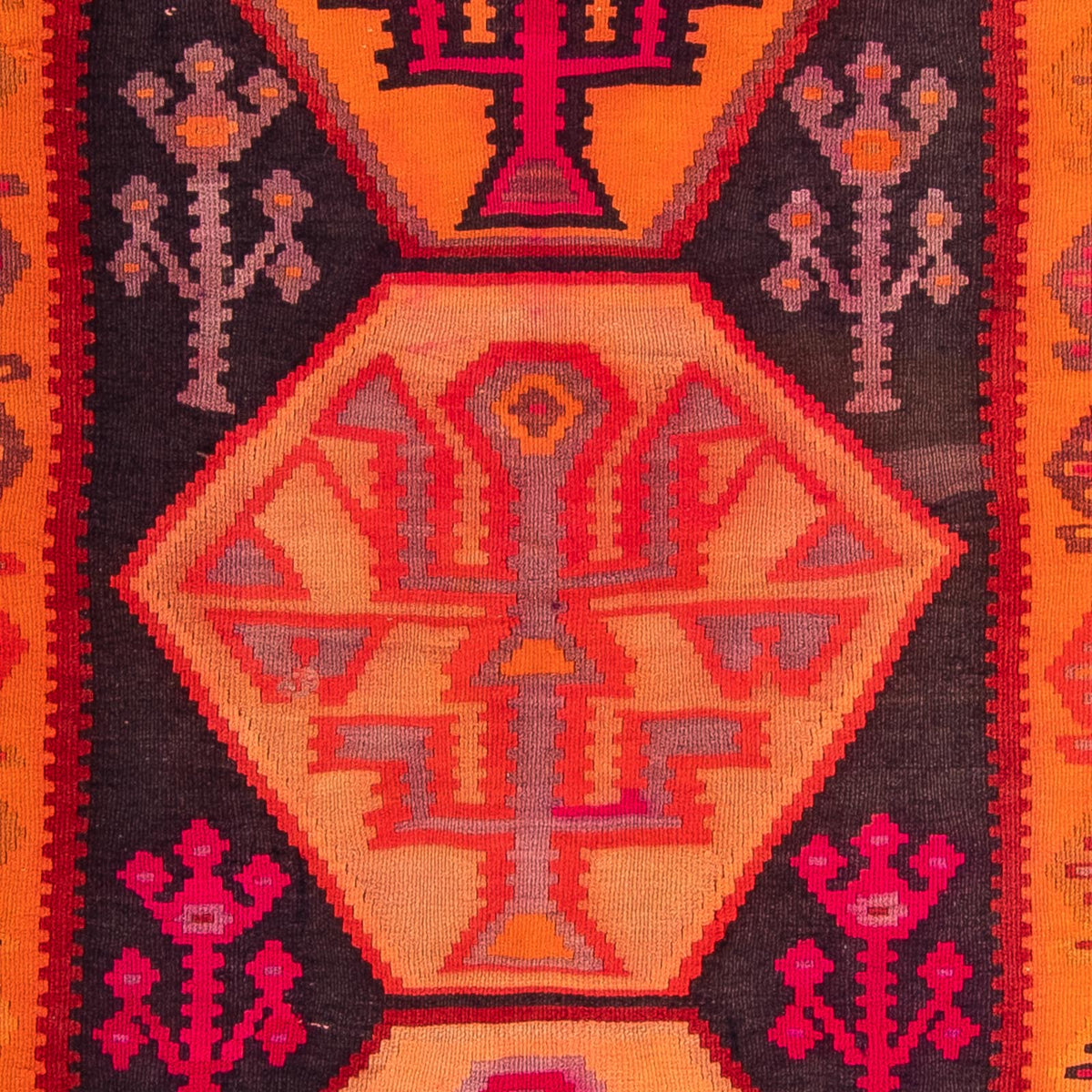 Biegacz Dywan Kelim - Stary - 360 x 140 cm - wielokolorowy