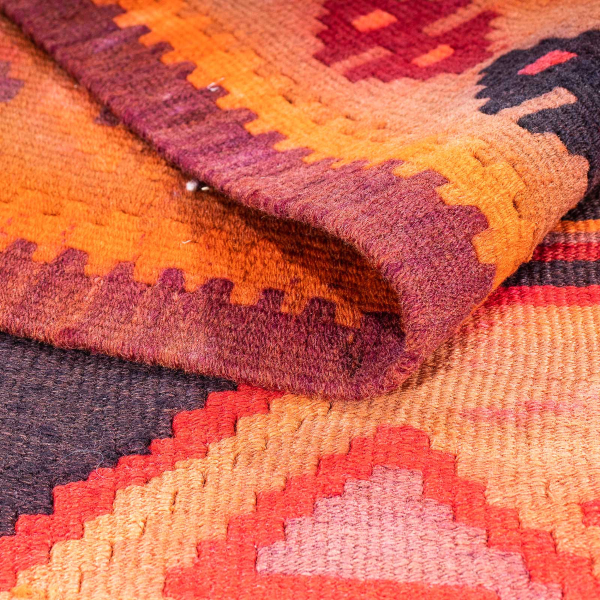 Biegacz Dywan Kelim - Stary - 360 x 140 cm - wielokolorowy