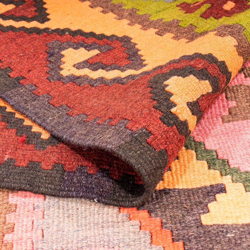 Biegacz Dywan Kelim - Stary - 330 x 155 cm - wielokolorowy