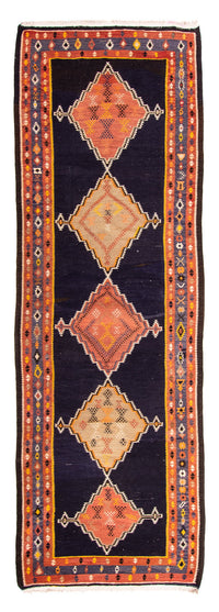 Biegacz Dywan Kelim - Stary - 330 x 120 cm - wielokolorowy
