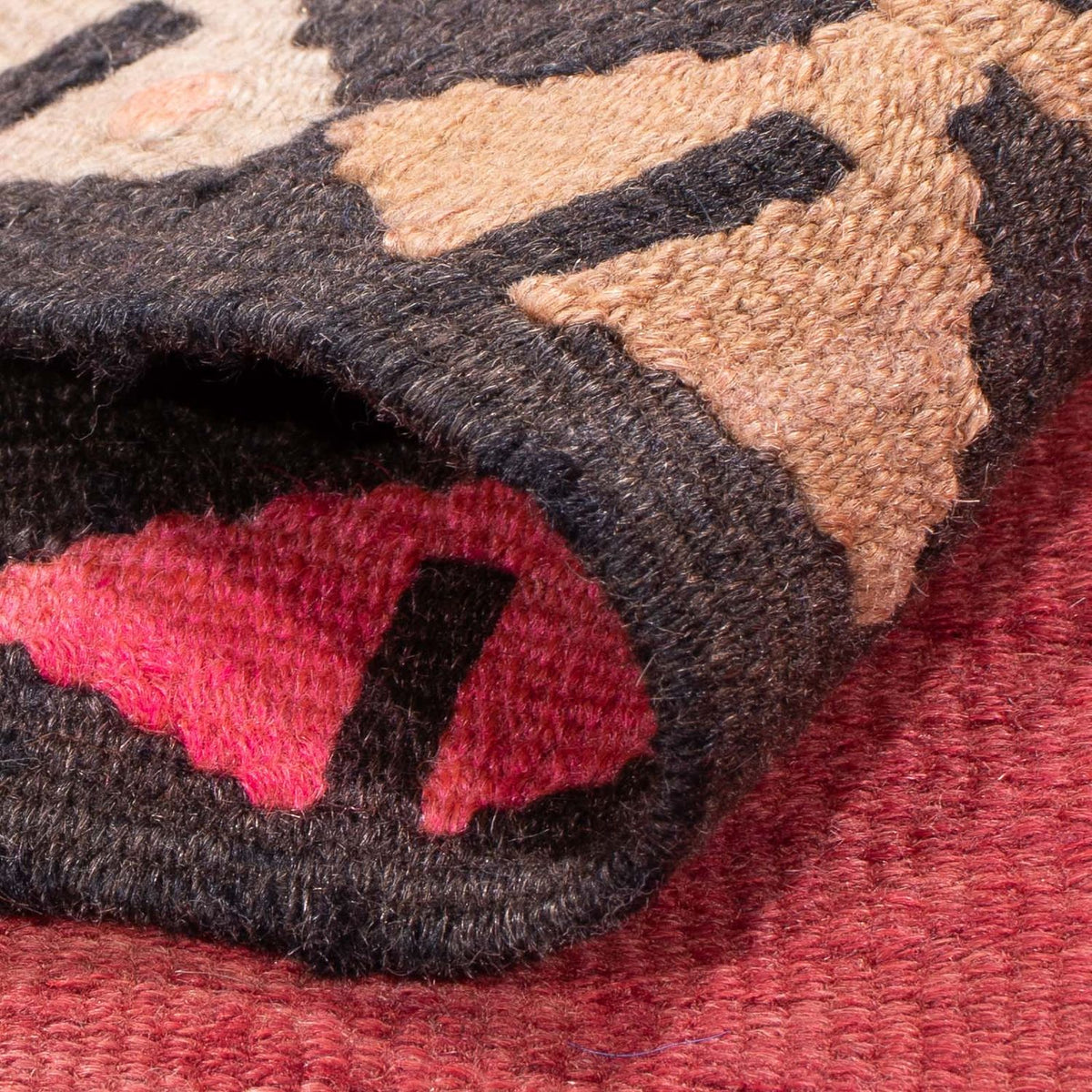 Biegacz Dywan Kelim - Stary - 380 x 185 cm - czerwony