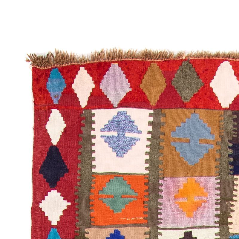 Biegacz Dywan Kelim - Stary - 345 x 122 cm - wielokolorowy