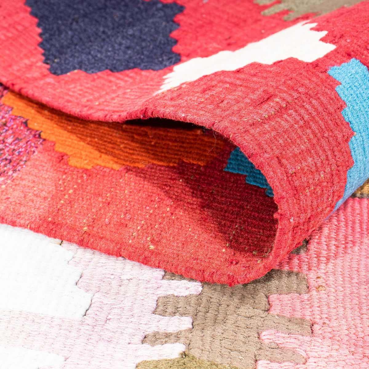 Biegacz Dywan Kelim - Stary - 345 x 122 cm - wielokolorowy