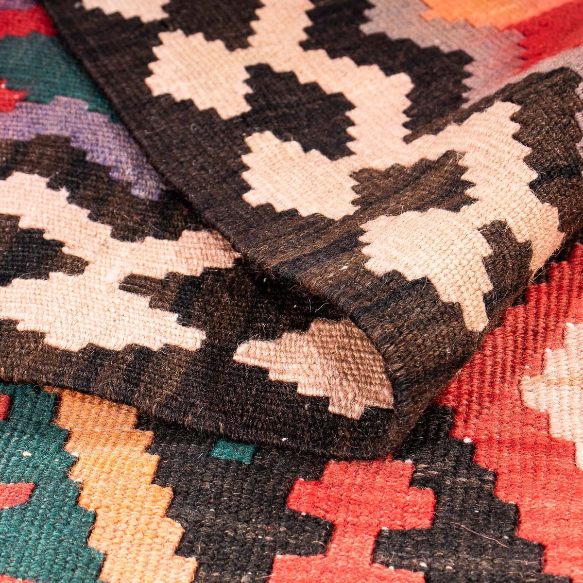 Dywan Kelim - Stary - 307 x 188 cm - wielokolorowy