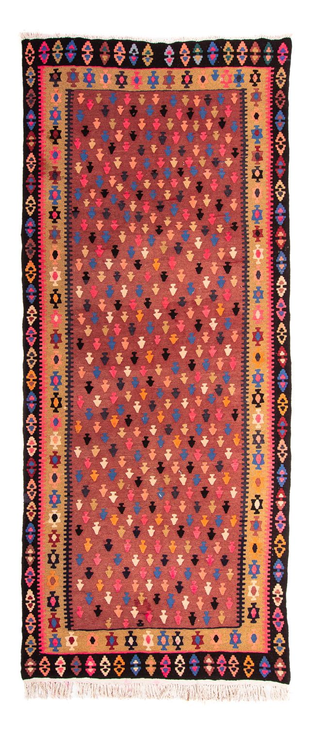 Biegacz Dywan Kelim - Stary - 330 x 145 cm - wielokolorowy