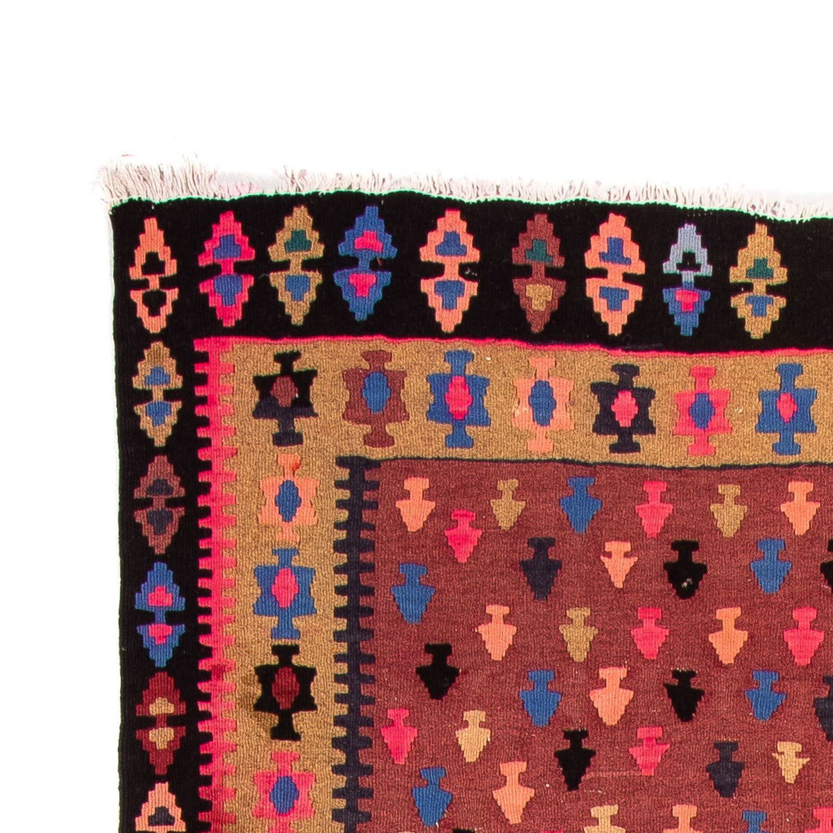 Biegacz Dywan Kelim - Stary - 330 x 145 cm - wielokolorowy