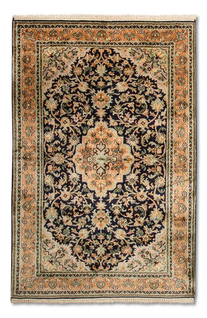 Jedwabny dywan - Kashmir Silk - 156 x 95 cm - ciemnoniebieski
