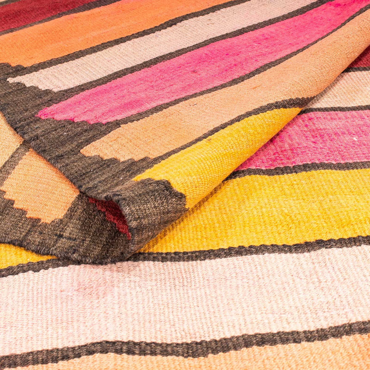 Biegacz Dywan Kelim - Stary - 370 x 160 cm - wielokolorowy