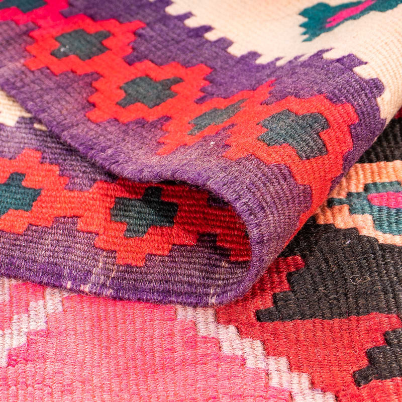 Biegacz Dywan Kelim - Stary - 320 x 145 cm - wielokolorowy