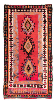 Dywan Kelim - Stary - 280 x 142 cm - wielokolorowy