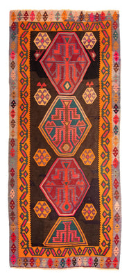 Biegacz Dywan Kelim - Stary - 330 x 155 cm - wielokolorowy