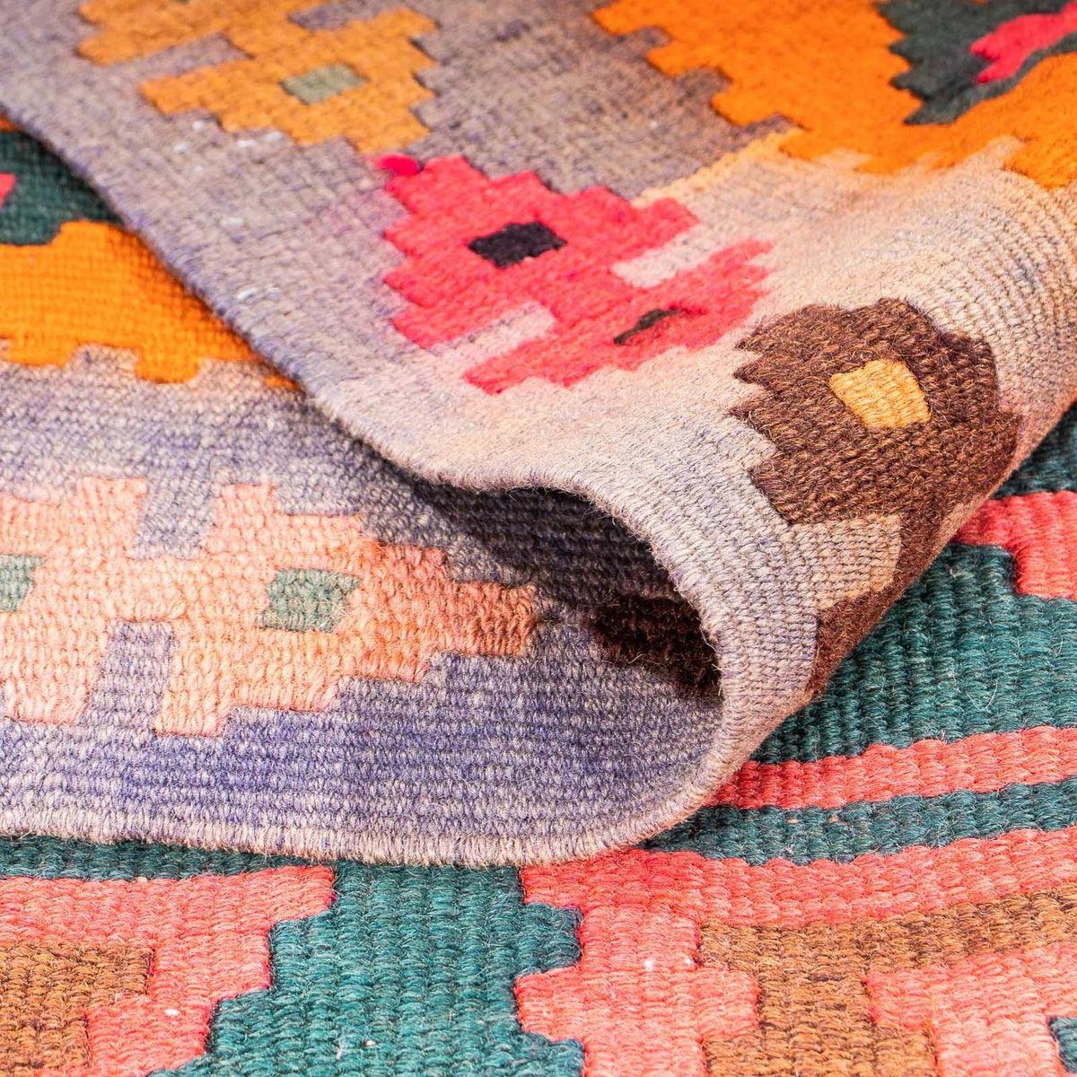 Biegacz Dywan Kelim - Stary - 330 x 155 cm - wielokolorowy