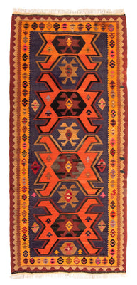 Biegacz Dywan Kelim - Stary - 220 x 110 cm - wielokolorowy