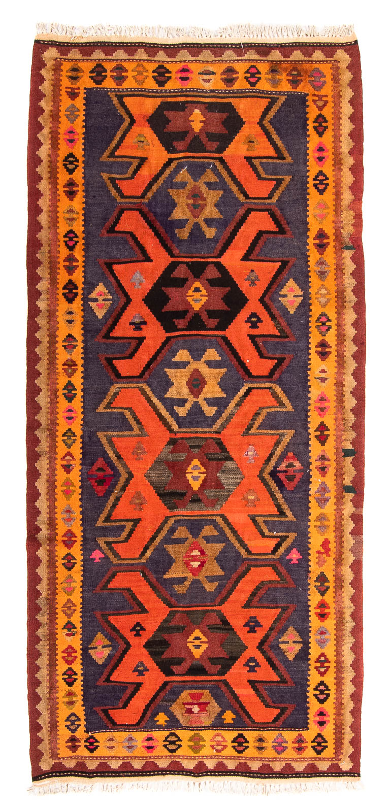 Biegacz Dywan Kelim - Stary - 220 x 110 cm - wielokolorowy