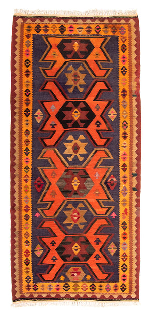 Biegacz Dywan Kelim - Stary - 220 x 110 cm - wielokolorowy