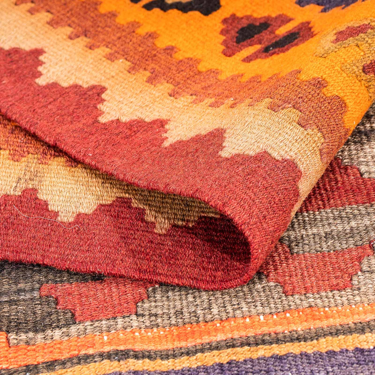 Biegacz Dywan Kelim - Stary - 220 x 110 cm - wielokolorowy