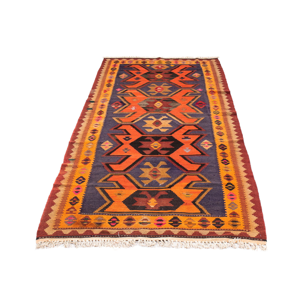 Biegacz Dywan Kelim - Stary - 220 x 110 cm - wielokolorowy