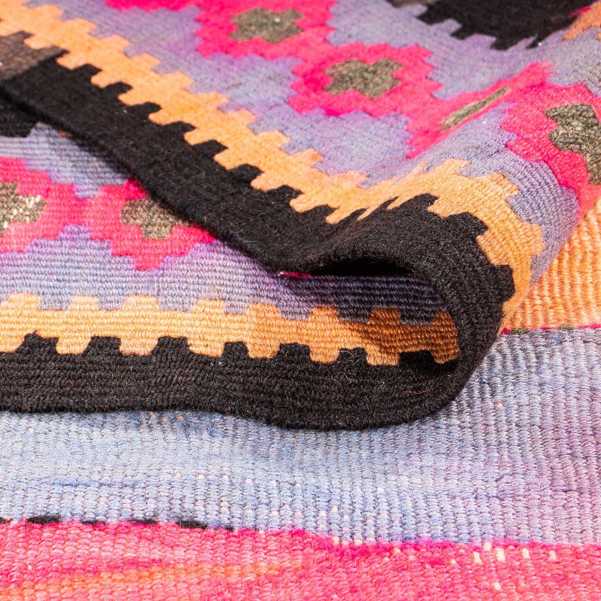 Biegacz Dywan Kelim - Stary - 340 x 140 cm - wielokolorowy