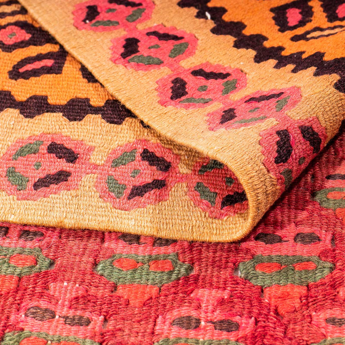 Dywan Kelim - Stary - 280 x 145 cm - wielokolorowy