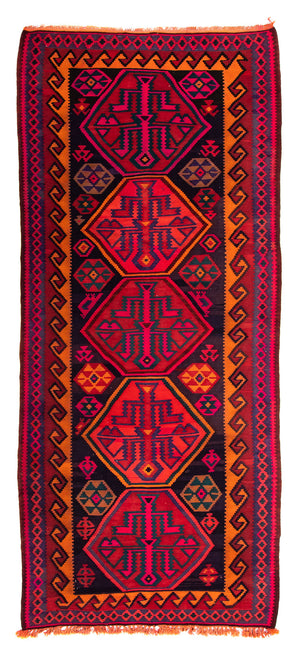 Biegacz Dywan Kelim - Stary - 345 x 150 cm - wielokolorowy