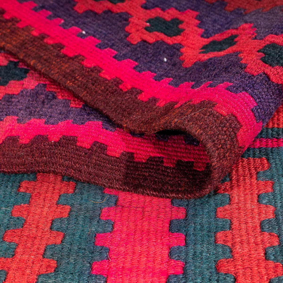 Biegacz Dywan Kelim - Stary - 345 x 150 cm - wielokolorowy