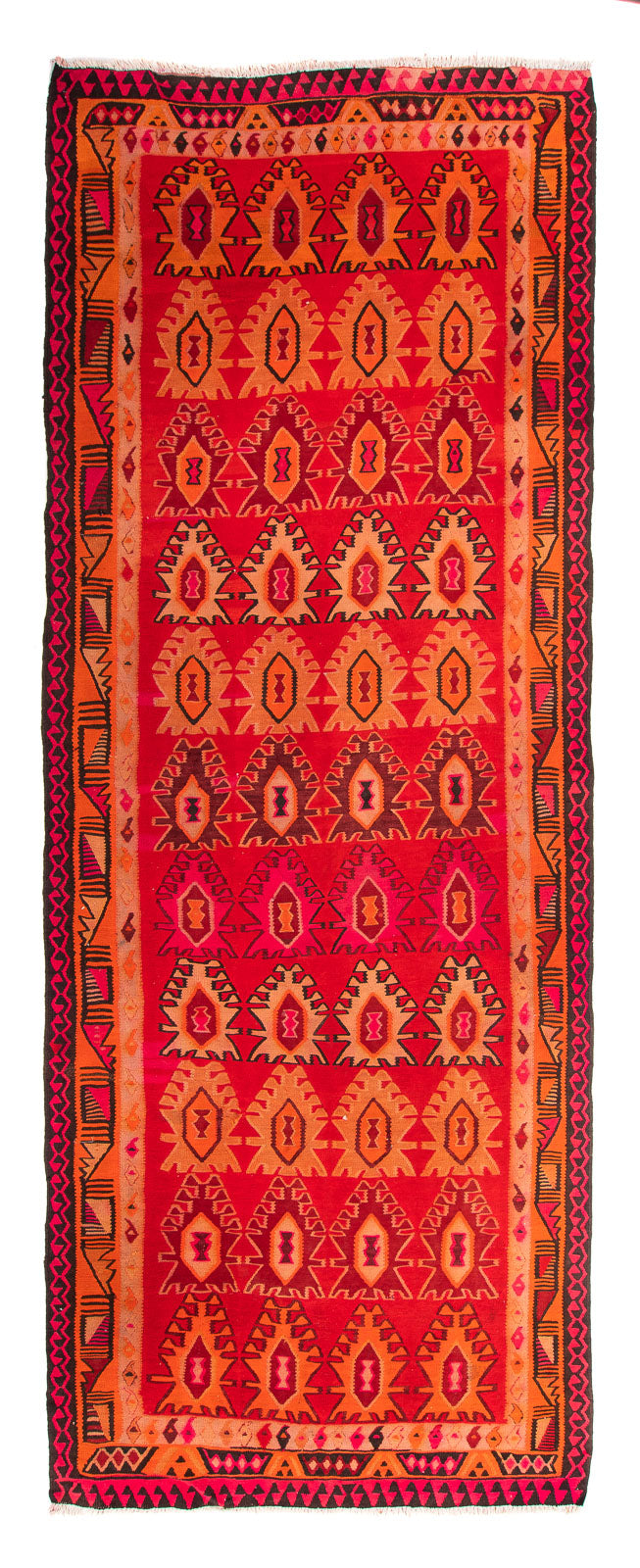 Biegacz Dywan Kelim - Stary - 395 x 155 cm - wielokolorowy