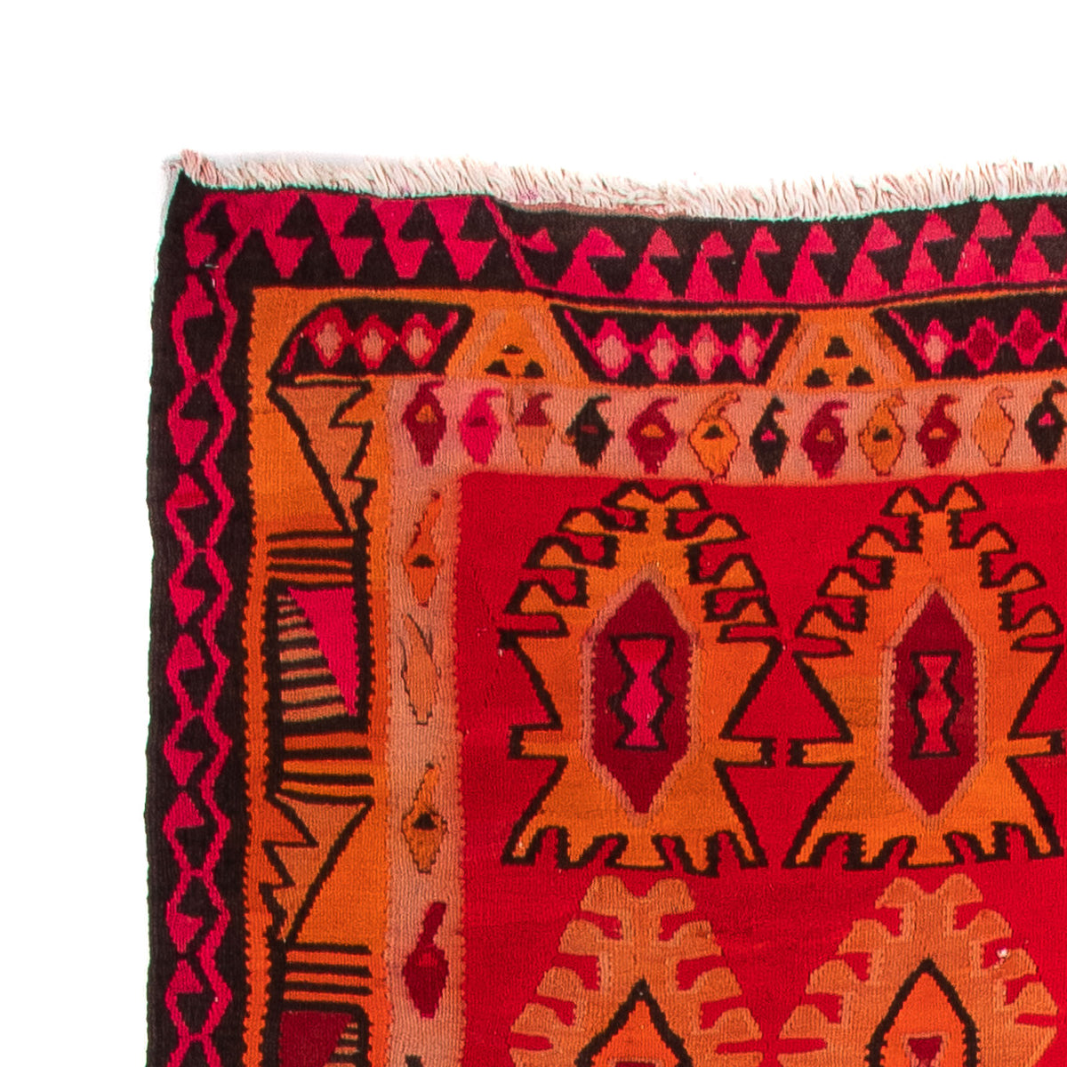 Biegacz Dywan Kelim - Stary - 395 x 155 cm - wielokolorowy