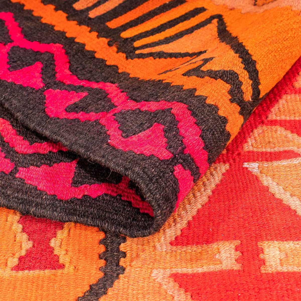 Biegacz Dywan Kelim - Stary - 395 x 155 cm - wielokolorowy