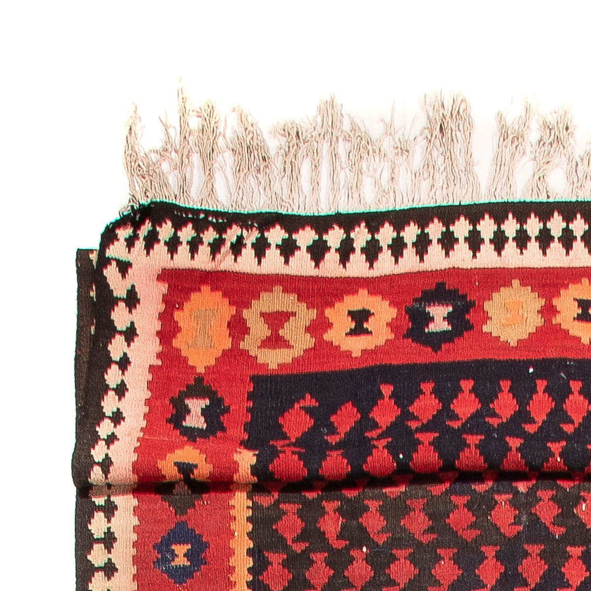 Biegacz Dywan Kelim - Stary - 450 x 120 cm - ciemnoniebieski