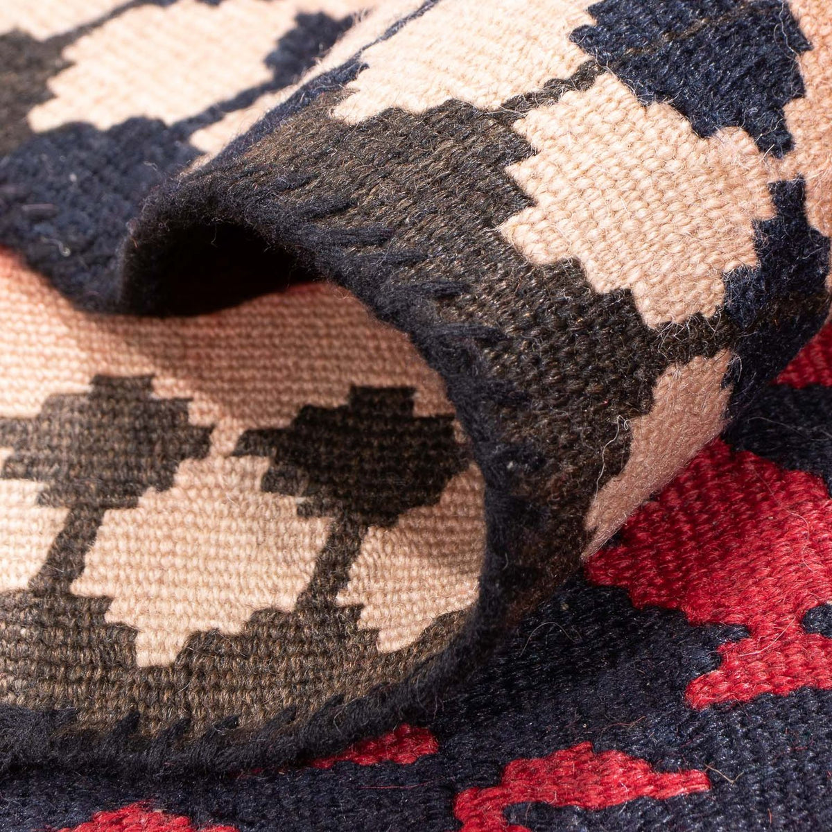 Biegacz Dywan Kelim - Stary - 450 x 120 cm - ciemnoniebieski