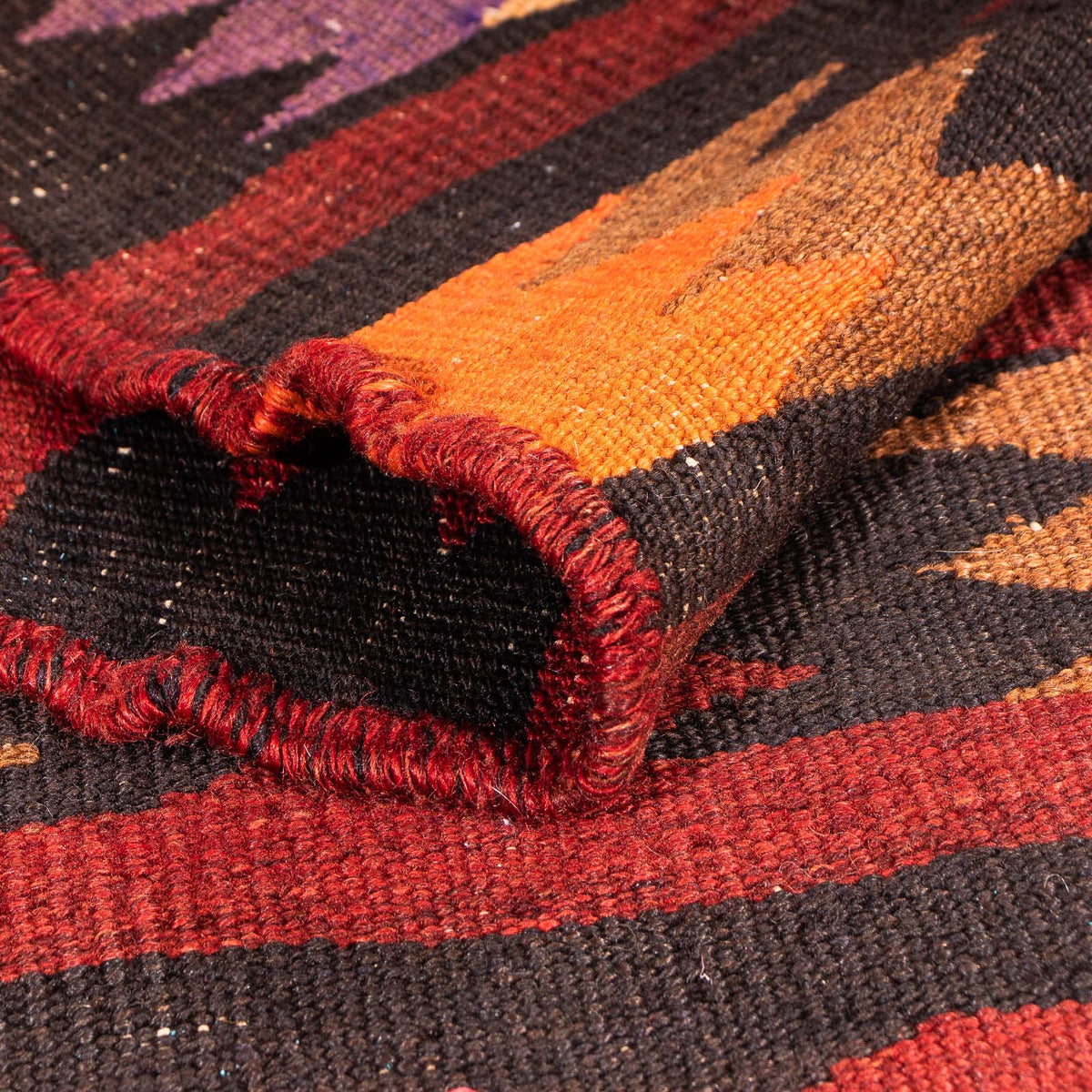 Dywan Kelim - Stary - 110 x 100 cm - wielokolorowy