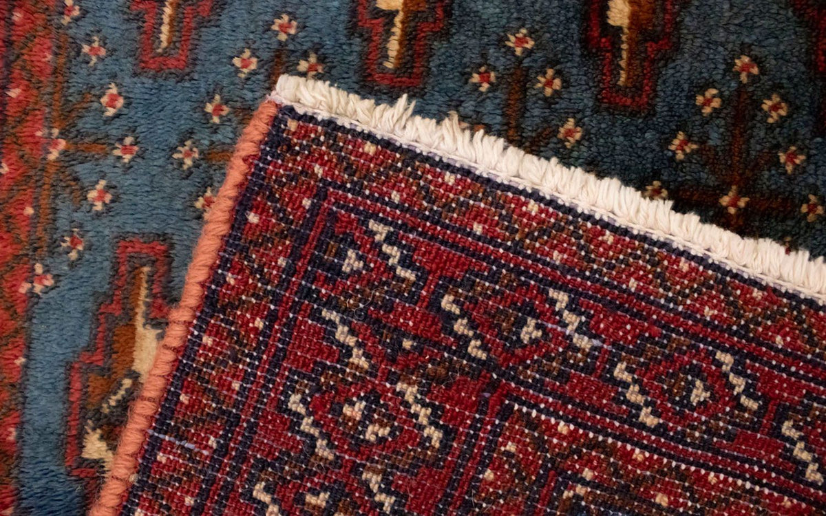 Dywan turkmeński - 130 x 60 cm - niebieski