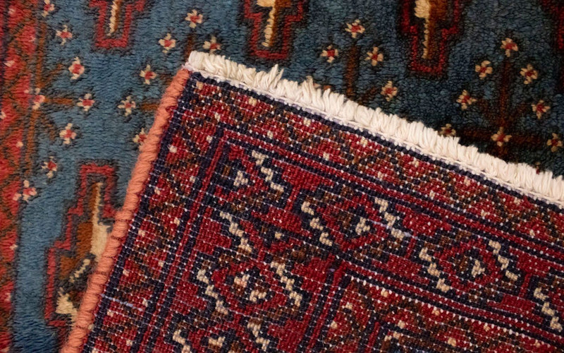 Dywan turkmeński - 130 x 60 cm - niebieski