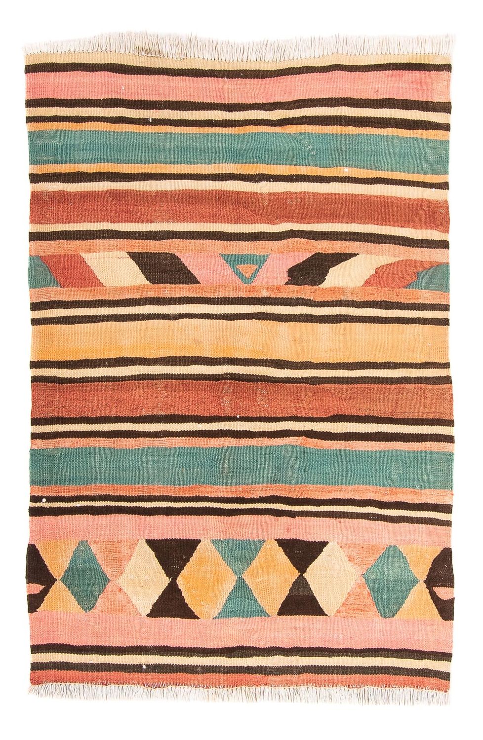 Dywan Kelim - Stary - 160 x 120 cm - wielokolorowy