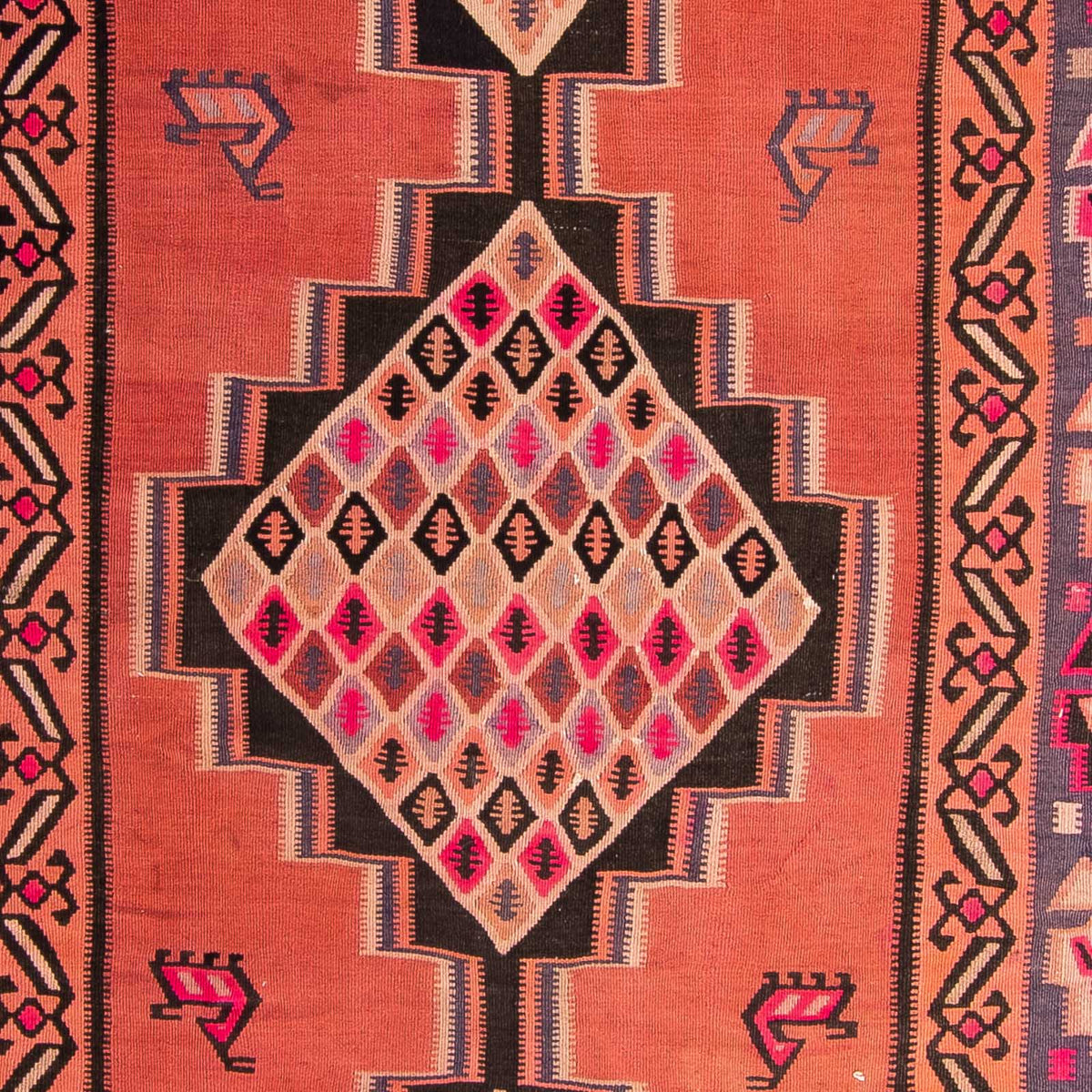 Biegacz Dywan Kelim - Stary - 380 x 160 cm - wielokolorowy