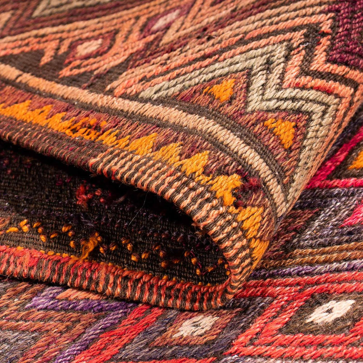 Biegacz Dywan Kelim - Stary - 400 x 75 cm - wielokolorowy