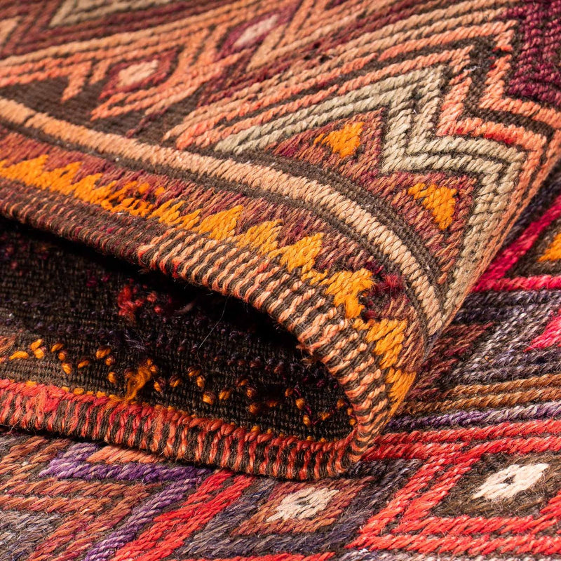 Biegacz Dywan Kelim - Stary - 400 x 75 cm - wielokolorowy