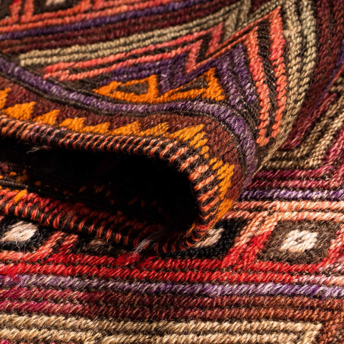 Biegacz Dywan Kelim - Stary - 380 x 70 cm - wielokolorowy