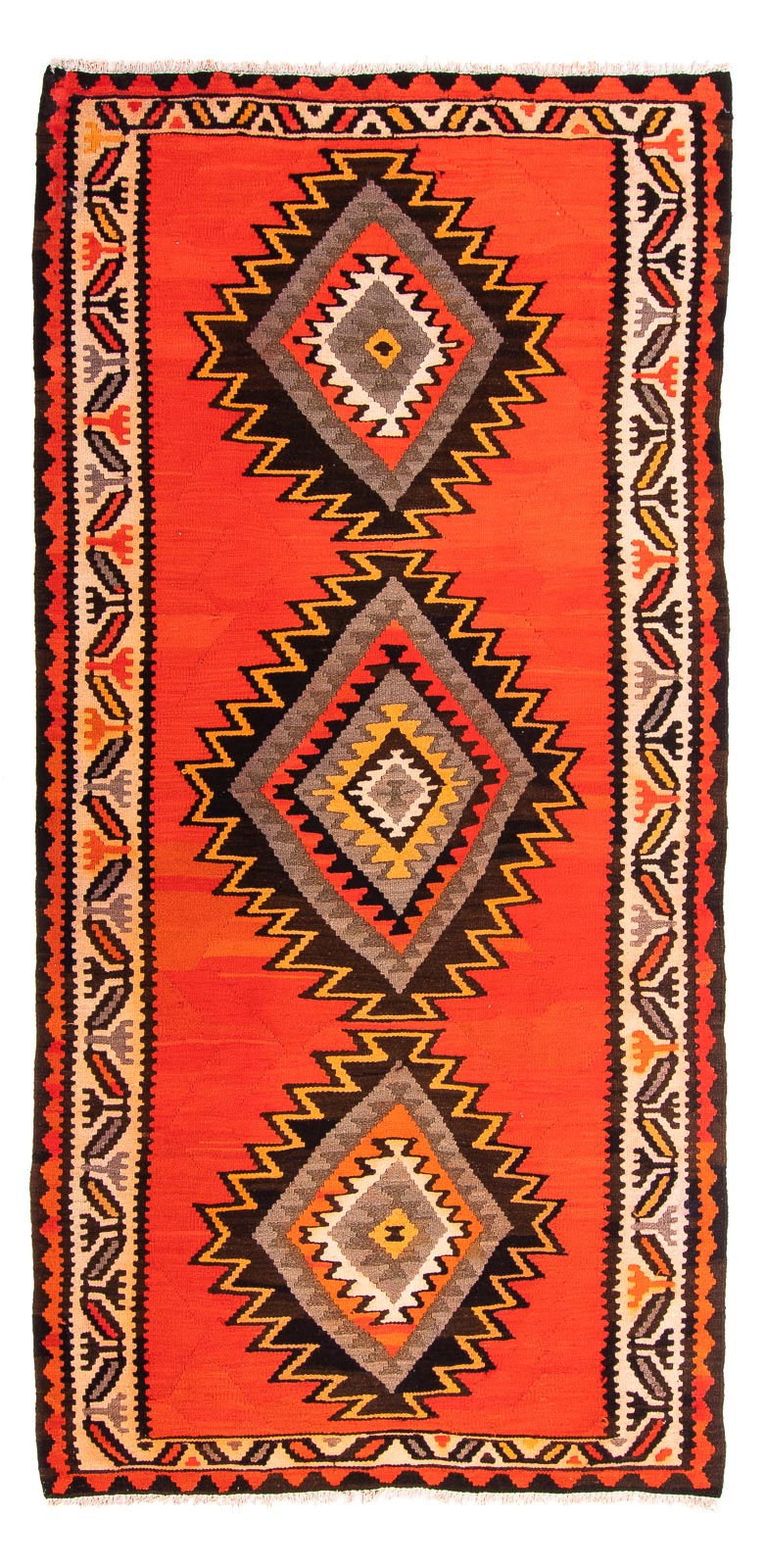 Biegacz Dywan Kelim - Stary - 275 x 140 cm - wielokolorowy
