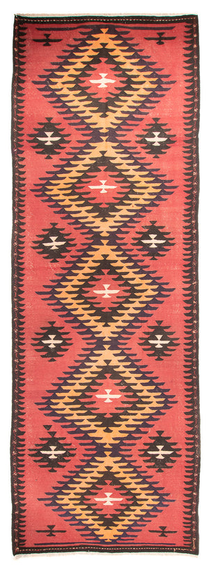 Biegacz Dywan Kelim - Stary - 435 x 150 cm - jasna czerwień
